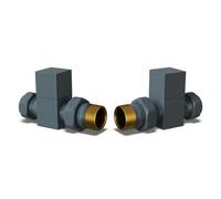 Uk Radiators 1/2Bsp 15mm Straight Anthracite Modern Manual Radiator Valve Pair Square