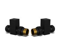 Uk Radiators 1/2Bsp 15mm Straight Black Modern Manual Radiator Valve Pair Square