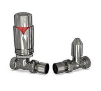 Uk Radiators 1/2Bsp 15mm Straight Chrome Modern Thermostatic Radiator Valve & Lockshield Derry Bold