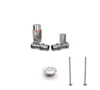 UK Radiators 1/2BSP 15mm Straight Silver Modern Thermostatic Radiator Valve & Lockshield Talus Flair