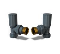 Uk Radiators 1/2Bsp 8mm Angled Anthracite Modern Manual Radiator Valve Pair Round