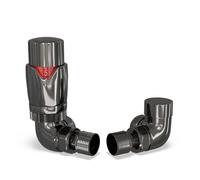 UK Radiators 1/2BSP 8mm Corner Black Nickel Modern Thermostatic Radiator Valve & Lockshield Stirling Bold
