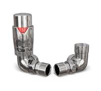 Uk Radiators 1/2Bsp 8mm Corner Chrome Modern Thermostatic Radiator Valve & Lockshield Talus Flair