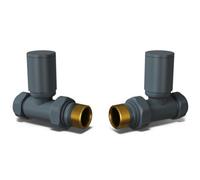 Uk Radiators 1/2Bsp 8mm Straight Anthracite Modern Manual Radiator Valve Pair Round