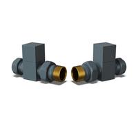 Uk Radiators 1/2Bsp 8mm Straight Anthracite Modern Manual Radiator Valve Pair Square