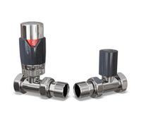 Uk Radiators 1/2Bsp 8mm Straight Anthracite Modern Thermostatic Radiator Valve & Lockshield Talus Flair
