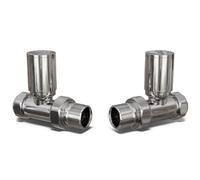 Uk Radiators 1/2Bsp 8mm Straight Chrome Modern Manual Radiator Valve Pair Round