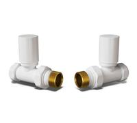 Uk Radiators 1/2Bsp 8mm Straight White Modern Manual Radiator Valve Pair Round