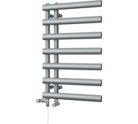 Uk Radiators 1150Btu H766mm X W500mm Silver Elliptical Tube Standard Designer Dual Fuel Heated Towel Rail Elyan