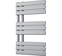 Uk Radiators 1341Btu H816mm X W500mm Silver Flat Tube Designer Heated Towel Rail Tristan