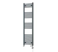 Uk Radiators 1723Btu H1600mm X W400mm Anthracite Straight Ladder Thermostatic Dual Fuel Heated Towel Rail Zennor