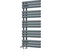 Uk Radiators 1849Btu H1120mm X W500mm Anthracite Elliptical Tube Standard Designer Dual Fuel Heated Towel Rail Percival