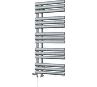 Uk Radiators 1849Btu H1120mm X W500mm Silver Elliptical Tube Standard Designer Dual Fuel Heated Towel Rail Percival