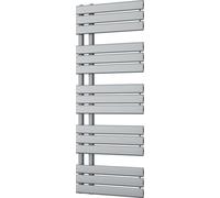 Uk Radiators 1928Btu H1292mm X W500mm Silver Flat Tube Designer Heated Towel Rail Tristan