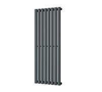Uk Radiators 2187Btu H1200mm X W464mm Anthracite Elliptical Tube Vertical Designer Radiator Omeara