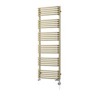 Uk Radiators 2446Btu H1533mm X W500mm Polished Gold Round Tube Thermostatic Designer Dual Fuel Heated Towel Rail Crossmoor