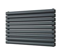Uk Radiators 2600Btu H522mm X W800mm Anthracite Elliptical Tube Horizontal Designer Radiator Omeara Axis