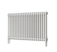 UK Radiators 3388BTU H600mm x W988mm White 2 Column Horizontal Traditional Cast-Iron Style Radiator Alpha - with Feet