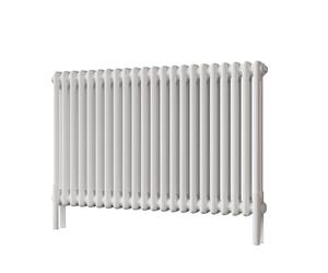 UK Radiators 3388BTU H600mm x W988mm White 2 Column Horizontal Traditional Cast-Iron Style Radiator Alpha - with Feet