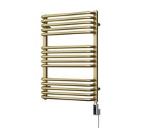 Uk Radiators 400W H736mm X W500mm Brushed Brass Round Tube Thermostatic Wifi Designer Electric Heated Towel Rail Crossmoor