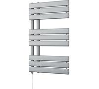 Uk Radiators 400W H816mm X W500mm Silver Flat Tube Standard Designer Electric Heated Towel Rail Tristan