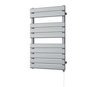 Uk Radiators 400W H816mm X W500mm Silver Flat Tube Standard Designer Electric Heated Towel Rail Typhoon