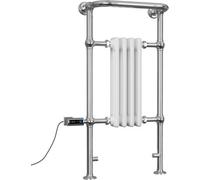 Uk Radiators 400W H963mm X W493mm White Traditional Thermostatic Wifi Column Electric Heated Towel Rail Arundel