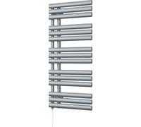 Uk Radiators 500W H1120mm X W500mm Silver Elliptical Tube Standard Designer Electric Heated Towel Rail Percival
