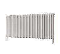 UK Radiators 5817BTU H600mm x W1355mm White 3 Column Horizontal Traditional Cast-Iron Style Radiator Alpha - with Feet