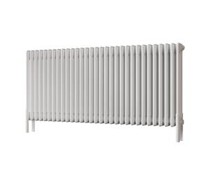 UK Radiators 5817BTU H600mm x W1355mm White 3 Column Horizontal Traditional Cast-Iron Style Radiator Alpha - with Feet