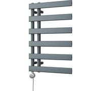 Uk Radiators Agar Anthracite Thermostatic Heated Towel Rail Flat Tube Bathroom Radiator 300W - (H) 748 X (W) 500mm