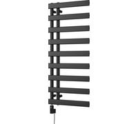 Uk Radiators Agar Black Thermostatic Heated Towel Rail Flat Tube Wifi Bathroom Radiator 500W - (H) 1156 X (W) 500mm