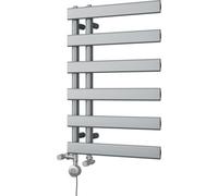 Uk Radiators Agar Flat Tube Thermostatic Dual Fuel Heated Bathroom Towel Rail Silver Btu1092 - (H) 748 X (W) 500mm