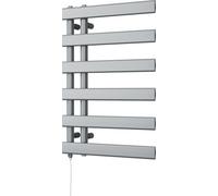 Uk Radiators Agar Silver Standard Heated Towel Rail Flat Tube Bathroom Radiator 300W - (H) 748 X (W) 500mm