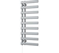 Uk Radiators Agar Silver Standard Heated Towel Rail Flat Tube Bathroom Radiator 500W - (H) 1156 X (W) 500mm