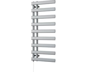 Uk Radiators Agar Silver Standard Heated Towel Rail Flat Tube Bathroom Radiator 500W - (H) 1156 X (W) 500mm