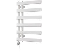 Uk Radiators Agar White Thermostatic Heated Towel Rail Flat Tube Bathroom Radiator 300W - (H) 748 X (W) 500mm