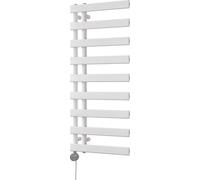 Uk Radiators Agar White Thermostatic Heated Towel Rail Flat Tube Bathroom Radiator 500W - (H) 1156 X (W) 500mm
