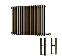 Uk Radiators Alpha Antique Brass Double Column Horizontal Steel Smart Oil-Free Radiator W/ Feet 700W (H) 600 X (W) 768mm