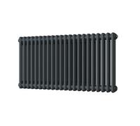 Uk Radiators Alpha Double Column Horizontal Traditional Cast-Iron Style Radiator W/ Feet Anthracite Btu2859 - (H) 500 X (W) 988mm