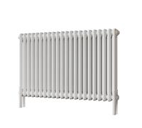 Uk Radiators Alpha Double Column Horizontal Traditional Cast-Iron Style Radiator W/ Feet White Btu3388 - (H) 600 X (W) 988mm