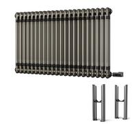 Uk Radiators Alpha Raw Metal Double Column Horizontal Steel Smart Oil-Free Radiator W/ Feet 900W - (H) 600 X (W) 988mm