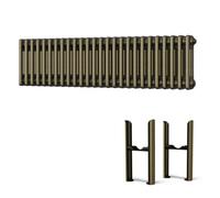 Uk Radiators Alpha Triple Column Horizontal Traditional Cast-Iron Style Radiator W/ Feet Antique Brass Btu2740 H 300 X W 1177mm