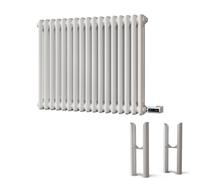 Uk Radiators Alpha White Double Column Horizontal Steel Smart Oil-Free Radiator W/ Feet 700W - (H) 600 X (W) 768mm
