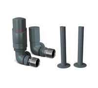 UK Radiators Angeled Thermostatic Radiator Valve 1/2" x 15mm - Pipe Covers