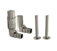 UK Radiators Angeled Thermostatic Radiator Valve 1/2" x 15mm - Pipe Covers