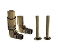 UK Radiators Angeled Thermostatic Radiator Valve 1/2" x 15mm - Pipe Covers