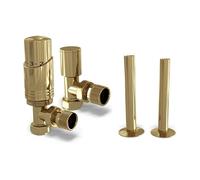 UK Radiators Angeled Thermostatic Radiator Valve 1/2" x 15mm - Pipe Covers
