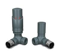 UK Radiators Anthracite Thermostatic Radiator Valve 15mm Corner Lockshield in Anthracite aColor and Matt Finish - Classy and Modern Design 1/2" x 15mm Corner Radiator TRV