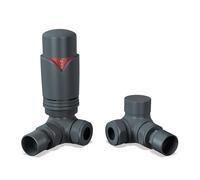 UK Radiators Anthracite Thermostatic Radiator Valve and Corner Lockshield Valve - Anthracite Matt Finish - Classy and Modern Design 1/2" x 10mm Corner Radiator Valve